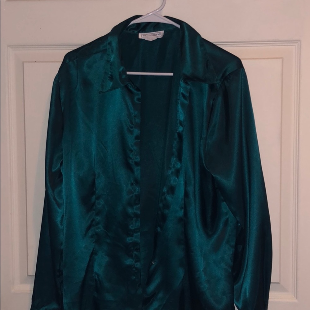 silky long sleeve button down